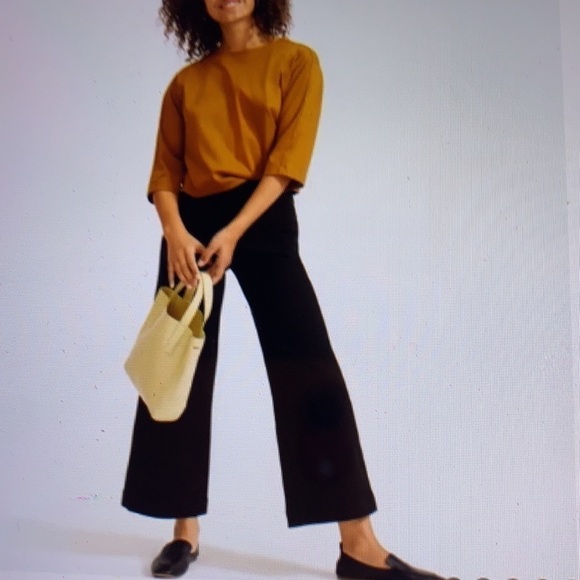 Everlane Black Wide Leg Cropped Pants 00 - Picture 1 of 9